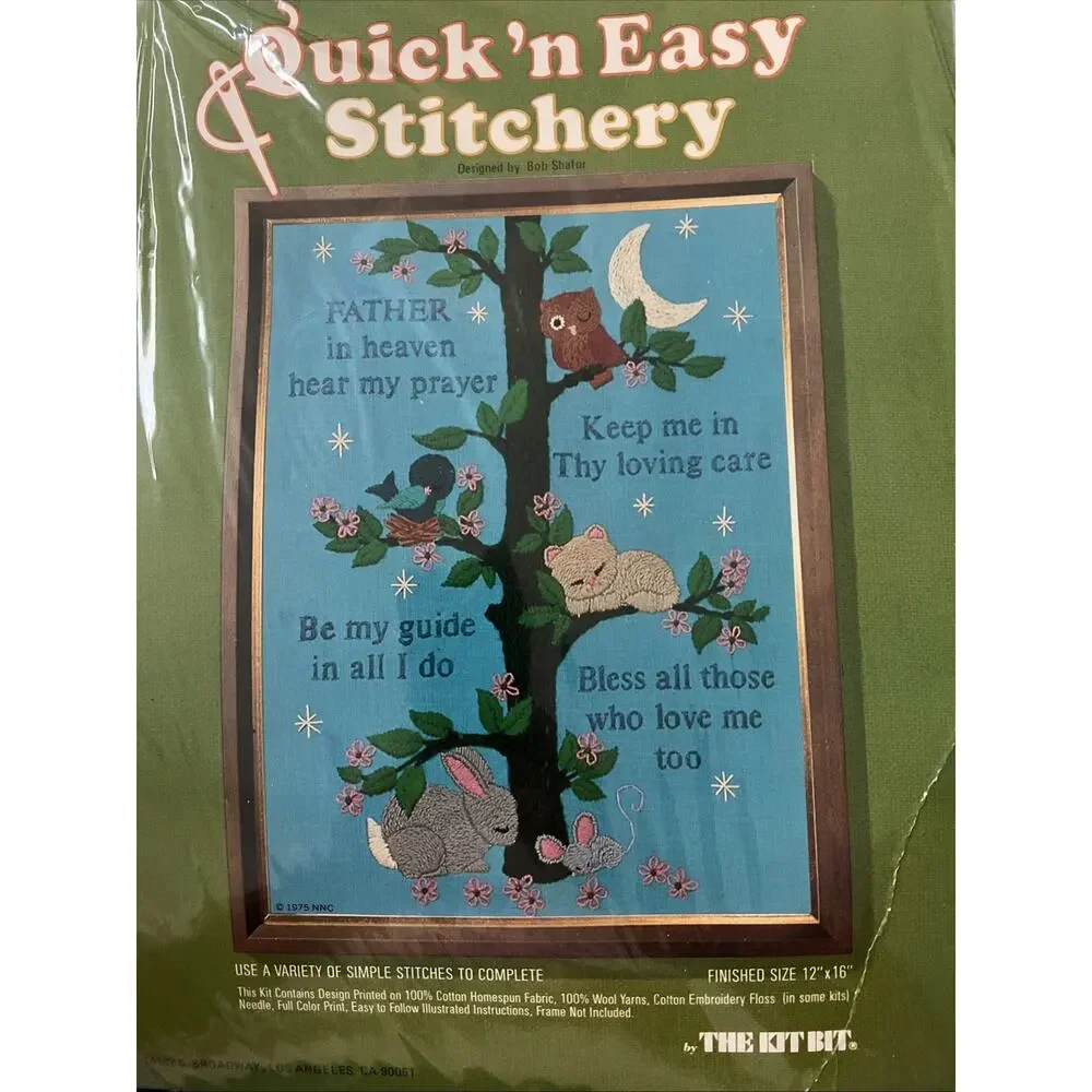 Vintage 1975 Quick N Easy Stitchery #302 Child's Prayer Sealed Kit